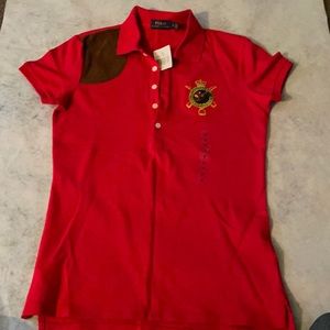 NWT polo collar shirt red and brown size small